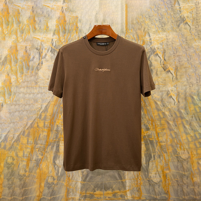 dolce & gabbana embroidered signature cotton short sleeve t-shirt